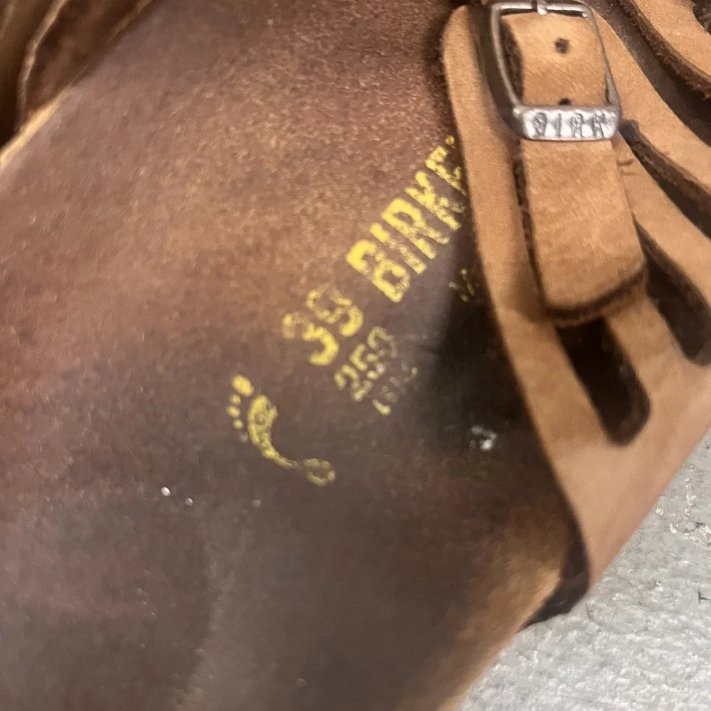 Birkenstock Granada Sandals Unisex M6/W8 Brown Leather Open Toe Slip On Slide - Picture 8 of 8